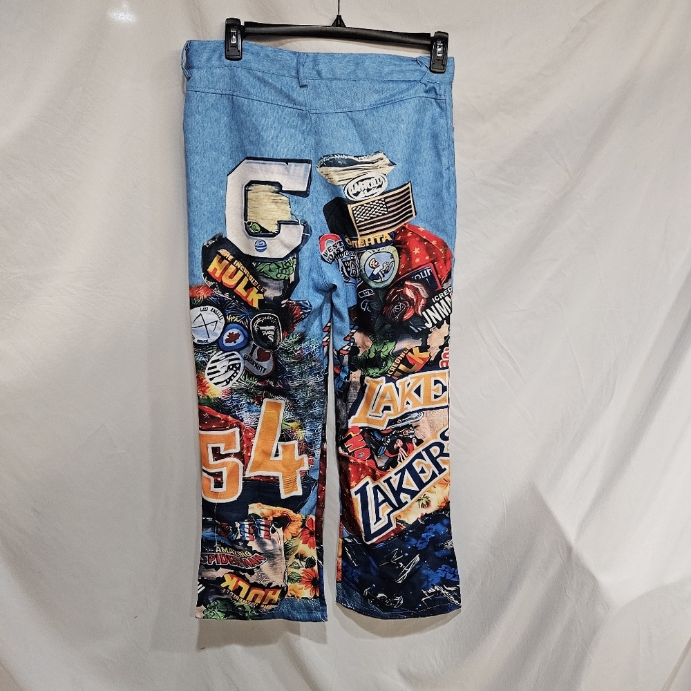 Nostalgia Panel Street Pants Size Medium 90's Hulk Thor Lakers - Picture 2 of 9